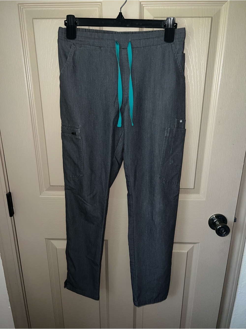 Figs Charcoal Joggers with Teal Drawstring